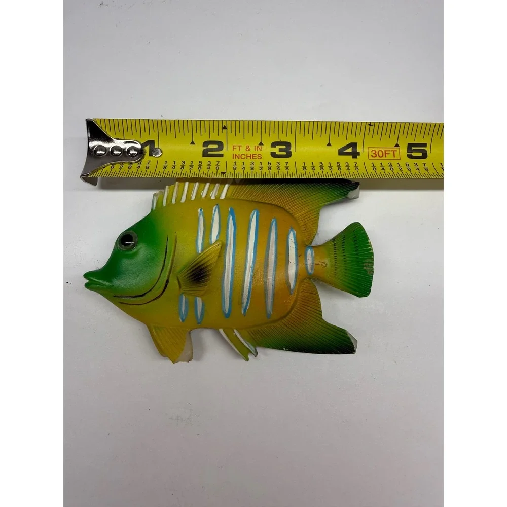 Tropical Fish Refrigerator Magnet Yellow Green Blue Striped Coastal Decor 4.5